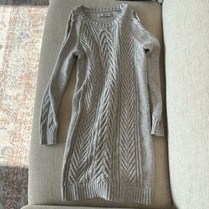 Loft shoulder cut out sweater dress, size small, heather grey